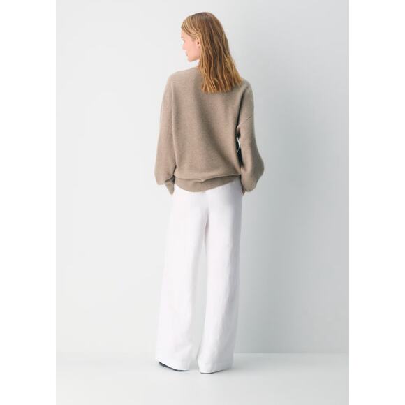 Aritzia Wilfred The Lodge High-Rise Relaxed Wide-Leg White Linen Pants Size XL - Picture 2 of 8
